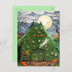 CARTÃO POSTAL DE FESTIVIDADES GATOS FANTASMAS EM NINO CEMETÉRIO DE VIDA, ARTE PE