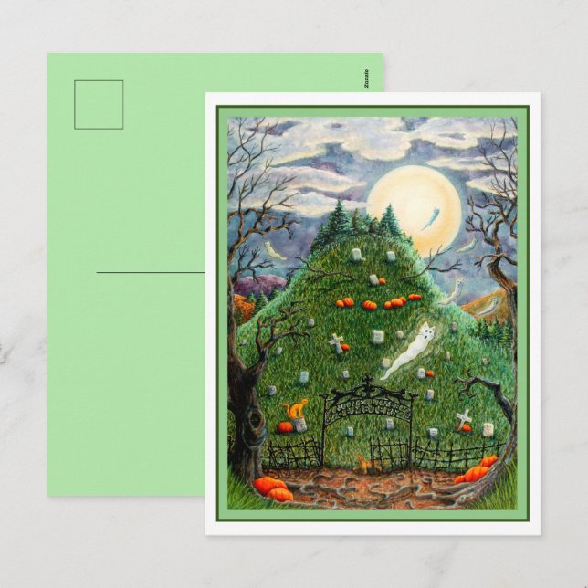 CARTÃO POSTAL DE FESTIVIDADES GATOS FANTASMAS EM NINO CEMETÉRIO DE VIDA, ARTE PE (Frente/Verso)