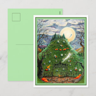 CARTÃO POSTAL DE FESTIVIDADES GATOS FANTASMAS EM NINO CEMETÉRIO DE VIDA, ARTE PE