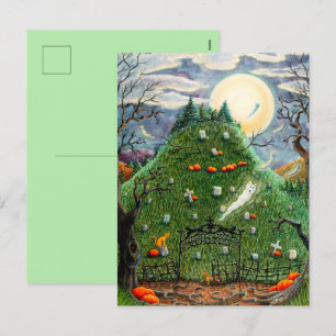 CARTÃO POSTAL DE FESTIVIDADES GATOS FANTASMAS EM NINO CEMETÉRIO DE VIDA, ARTE PE