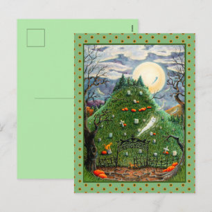 CARTÃO POSTAL DE FESTIVIDADES GATOS FANTASMAS NO CEMITÉRIO DAS NOVE VIDAS, ARTE