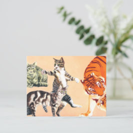 Cartão Postal De Festividades Gatos indo jogar