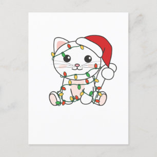 Cartão Postal De Festividades Gatos Natal Inverno Animais Gatos