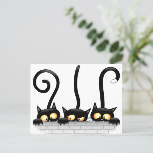 Cartão Postal De Festividades Gatos travessosos, divertidos e engraçados