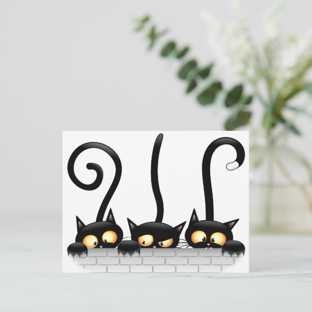 Cartão Postal De Festividades Gatos travessosos, divertidos e engraçados (Em pé/Frente)