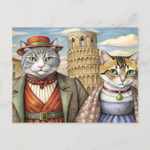 Cartão Postal De Festividades Gatos vestidos em Pisa, Itália