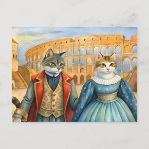 Cartão Postal De Festividades Gatos vestidos em Roma, Itália