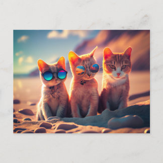 Cartão Postal De Festividades Gatos Vestindo óculos escuros