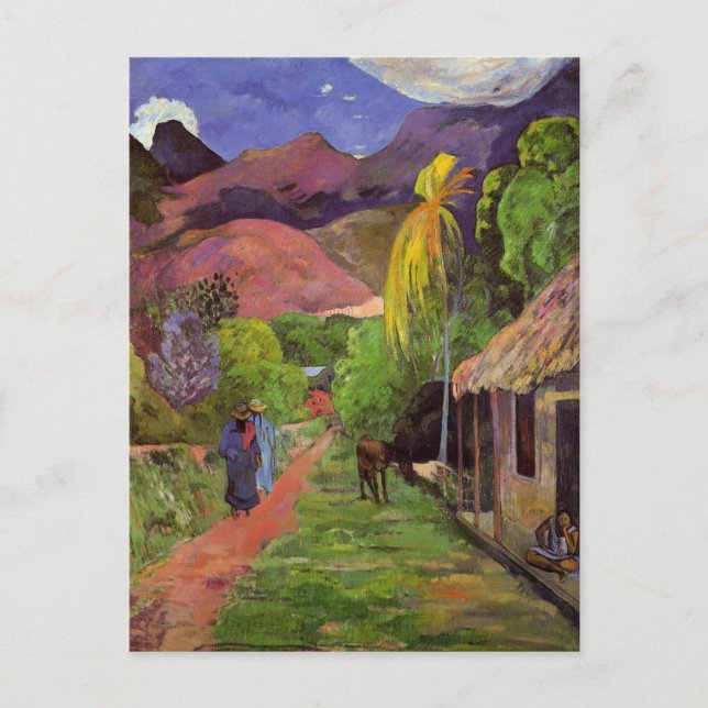 Cartão Postal De Festividades Gauguin - Road in Tahiti (Frente)