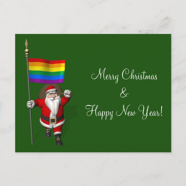 Cartão Postal De Festividades Gay Santa Claus Suporta Direitos Iguais (Frente)