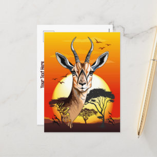 Cartão Postal De Festividades Gazelle African Antelope Wild Animal