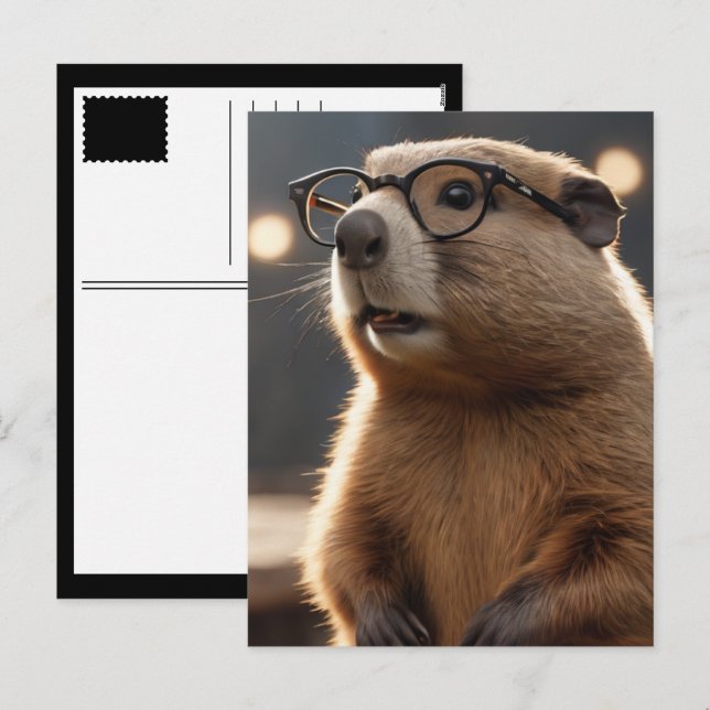 Cartão Postal De Festividades geek de marmota (Frente/Verso)