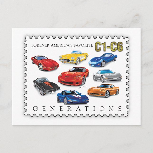CARTÃO POSTAL DE FESTIVIDADES GENERATIONS OF AUTOMOBILE ART HOLIDAY POSTCARD (Frente)