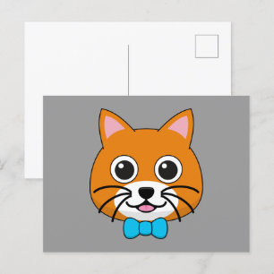 Cartão Postal De Festividades Gengibre Feliz e Bonito com Papillon