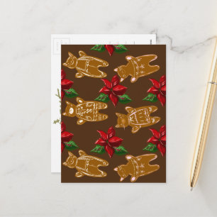 Cartão Postal De Festividades Gengibre Gatos com Chocolate Escuro - Desenho Mão