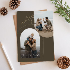 Cartão Postal De Festividades Geometric Arch Family Two Beach Photo Christmas