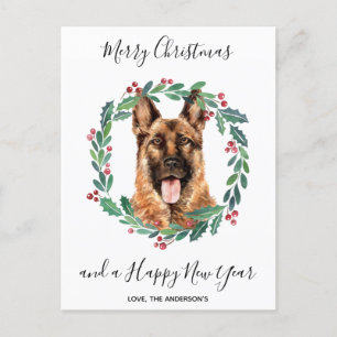 Cartão Postal De Festividades German shepherd Cão Elegante Feliz Natal