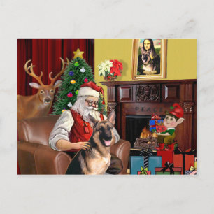 Cartão Postal De Festividades German shepherd Papais noeis