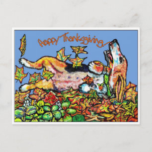 Cartão Postal De Festividades GGBR Happy ThanksGiving Basset