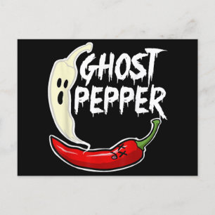 Cartão Postal De Festividades Ghost Pepper Funny Spicy Hot Halloween Peppe