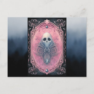 Cartão Postal De Festividades Ghost Rosa e Preto Tarot Fumaça Halloween