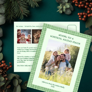 Cartão Postal De Festividades Ginga Chique Verde Natal Personalizado 3 Foto