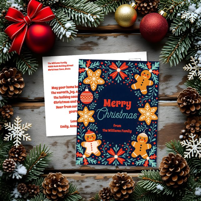 Cartão Postal De Festividades Gingerpão e folhagem de arte em linfa (Criador carregado)