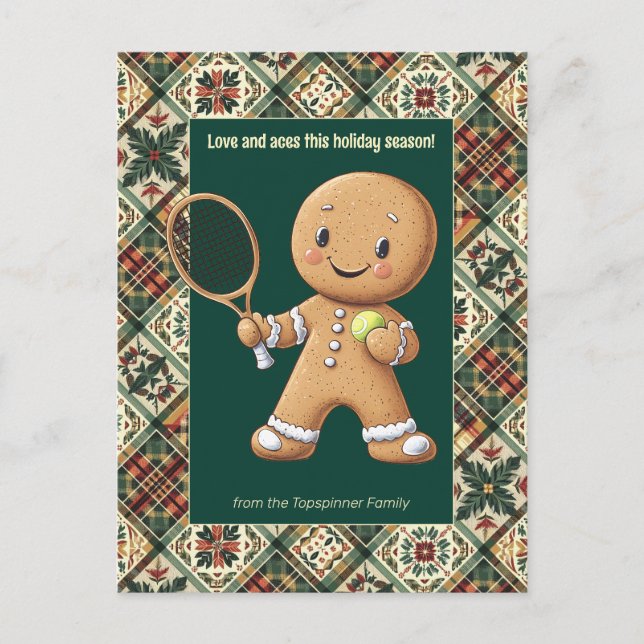 Cartão Postal De Festividades Gingerpão Tênis Grand Slam 🎾 🎄 texto personaliza (Frente)