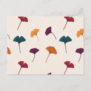 Cartão Postal De Festividades Ginkgo Leaf Pattern Watercolor Call Cores de outon