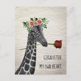 Cartão Postal De Festividades Girafa ao Meu Próprio Coração Boho Girafa Dia dos 