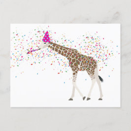 Cartão Postal De Festividades Girafa Partilhando Animais Safari Festa