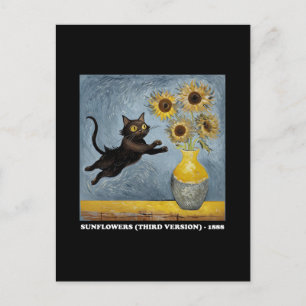 Cartão Postal De Festividades Girassóis Gato-Memória Gráfico
