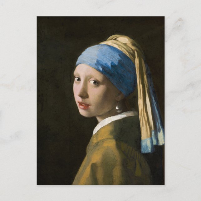 Cartão Postal De Festividades Girl with a Pearl Earring by Johannes Vermeer (Frente)