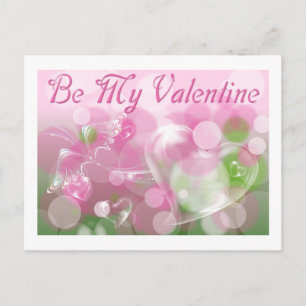 Cartão Postal De Festividades Glass Heart and Butterfly Valentine Postcard