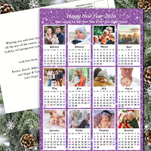 Cartão Postal De Festividades Glitter de Fotografias da Família Moderna do Calen