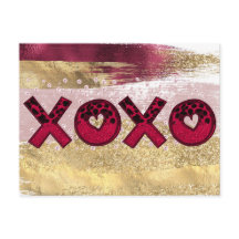 Glitter Dourado Luxo Vermelho Luxo XOXO Dia de os
