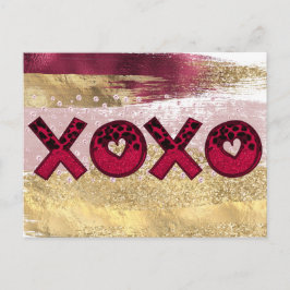 Cartão Postal De Festividades Glitter Dourado Luxo Vermelho Luxo XOXO Dia de os 