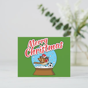 Cartão Postal De Festividades Globo de Neve com Jogador de Esparto Bonito