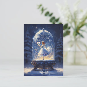 Cartão Postal De Festividades Globo de Neve Custa do Monograma de Natal