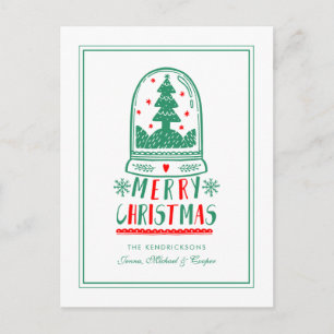 Cartão Postal De Festividades Globo de Neve Folclórica de Natal