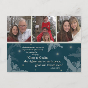 Cartão Postal De Festividades Glória a Deus Cartaz 3 fotos da família (teal)