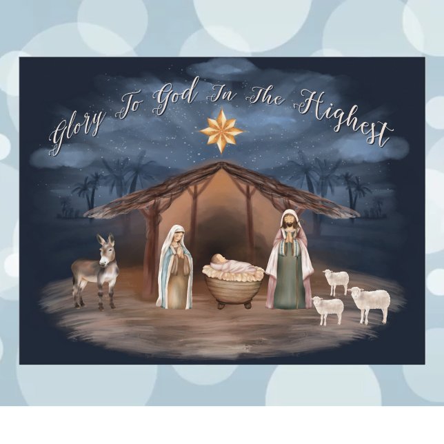 Cartão Postal De Festividades Glória da Natividade Para Deus, Cristão De Natal (Christmas Nativity Holiday Postcards. Celebrate the birth of Jesus our Savior.)