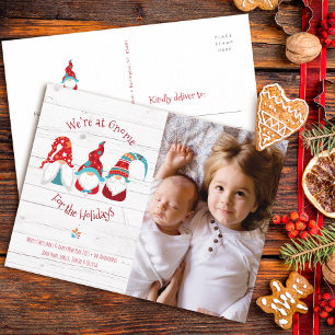 Cartão Postal De Festividades Gnome para Diversão de Fotos de Férias Tipo Madeir