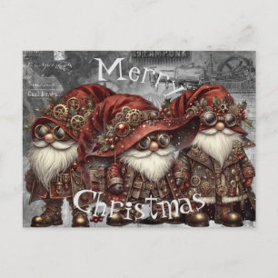 Cartão Postal De Festividades Gnome Steampunk Winter Christmas
