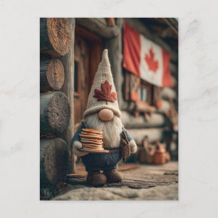Cartão Postal De Festividades Gnomo canadense bonito com panquecas