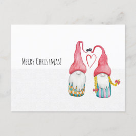 Cartão Postal De Festividades Gnomos De Natal Apaixonados Pintados À Mão
