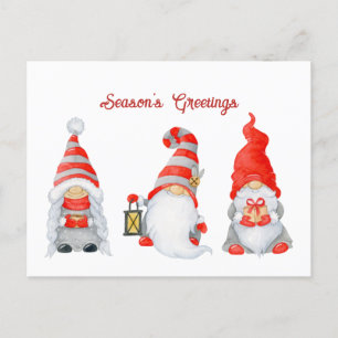 Cartão Postal De Festividades Gnomos de Natal Curiosos do Inverno