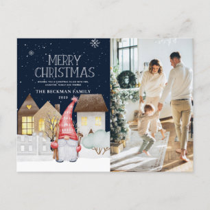 Cartão Postal De Festividades Gnomos Fofos Inverno Neve Feliz Foto de Natal