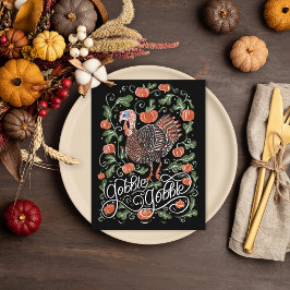Cartão Postal De Festividades Gobble Gobble Turquia Ação de Graças