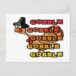 Cartão Postal De Festividades Gobble, recheio de jantas de Ação de Graças